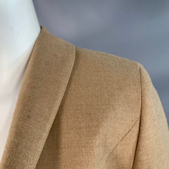 PAUW Size 2 Beige Wool Blend Pleated Shawl Lapel Tie Closure Jacket Blazer - Picture 4 of 8